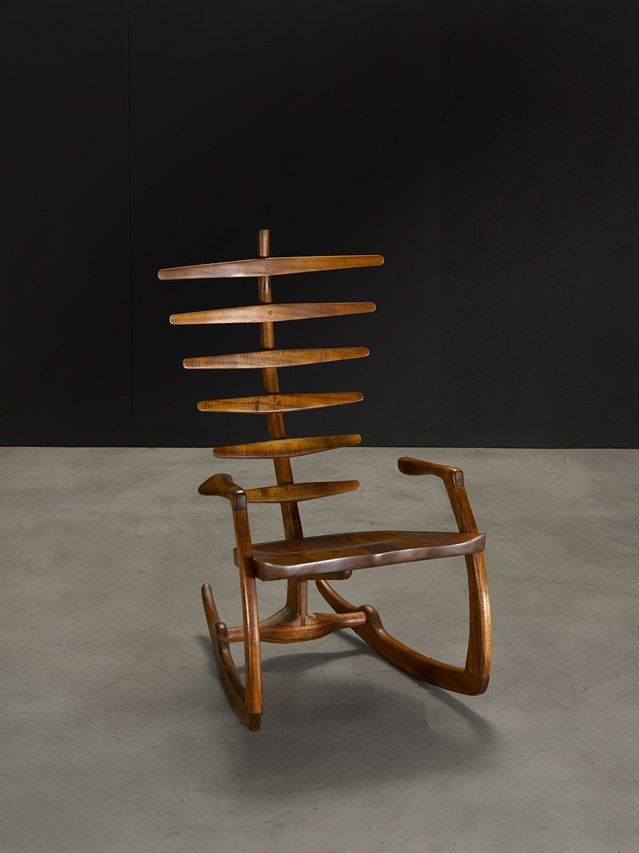 bonhams1793's tweet photo. Rocking chair by #RichardPatterson - #TheModernHouse viewing is opens today in LA 12-5 thru Mon., sale Nov. 1 https://t.co/JYZLRzpdJT https://t.co/7SLAoeXzxC