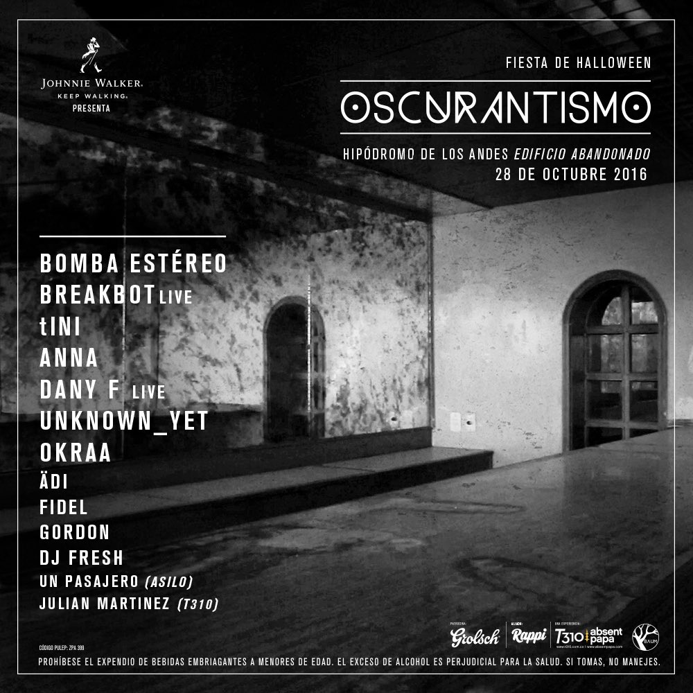 Esta noche #Oscurantismo se toma la ciudad con un cartel de lujo!!!🎃🎃🎃