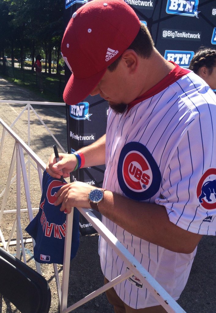 Muk311's tweet photo. .@kschwarb12 Thanks again for taking the time to sign this for my son Patrick this summer. He's obsessed. #Cubs #Hoosiers #KilroysShirsey https://t.co/UhmkQUxXl1