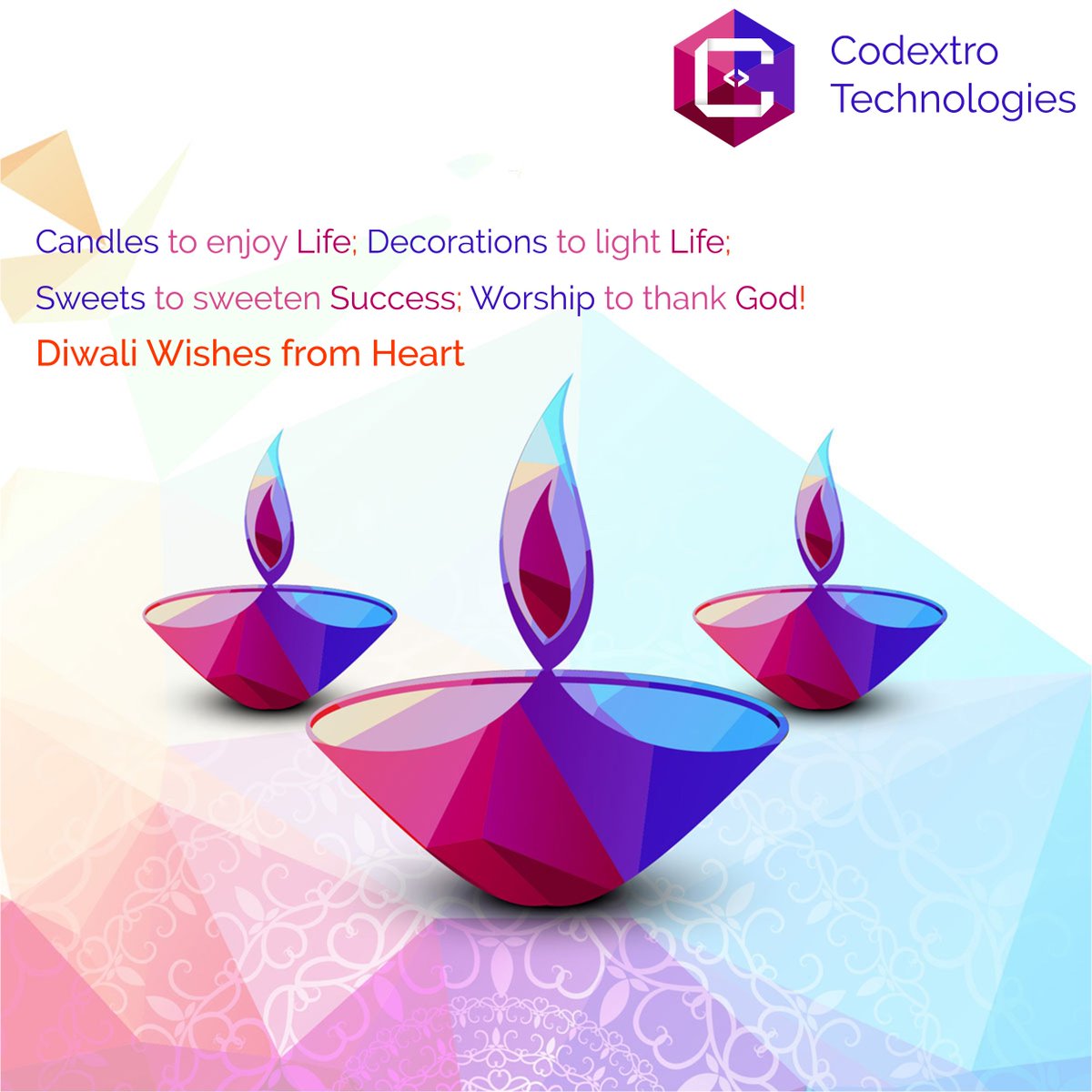 CodextroT's tweet photo. Codextro Technologies wishes you a very Happy &amp; Prosperous Diwali.
#codextro #codextrotechnologies #happydiwali #diwali https://t.co/nXF7d9q6sc