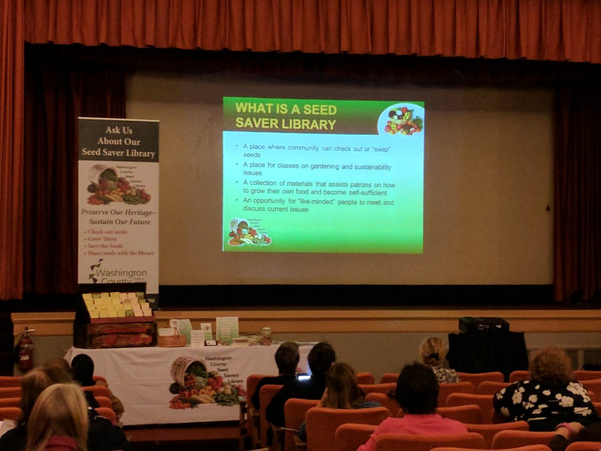 socmarketers's tweet photo. Want to learn how to start a Seed Saver Library at your library? Come join us at the Theater now! #2016VLA https://t.co/su6wFKXLwx