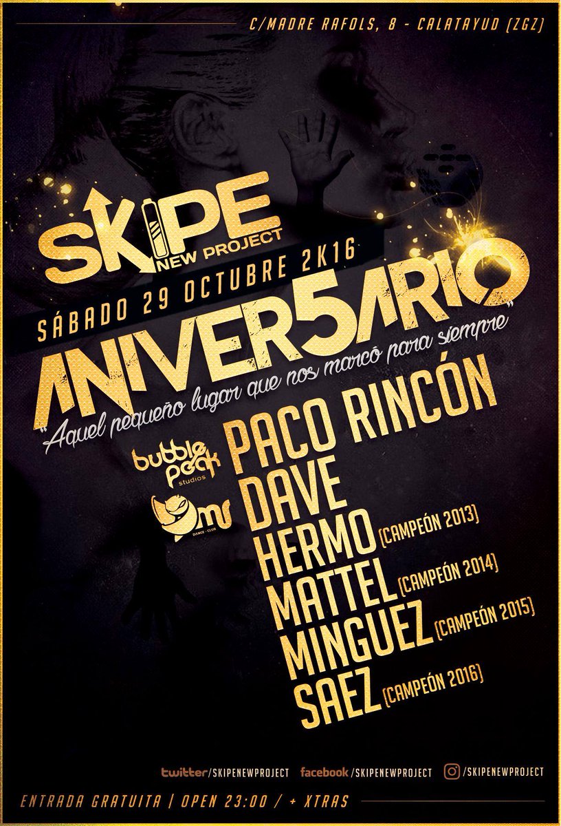 Vamos a darle un poquito de leña al mono!!! 🙉🎚🎧
Aniversario Skipe (Calatayud-Zaragoza) sábado 29 de octubre