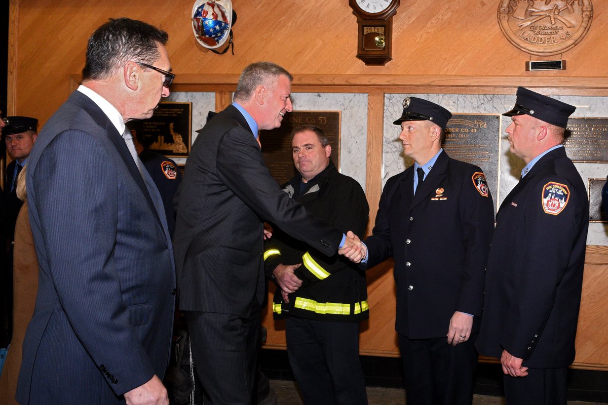 FDNY's tweet photo. Read more about @NYCMayor visit to #Engine53 #Ladder43 to thank #FDNY members involved in roof-rope rescue at https://t.co/JYMlIsbNNG https://t.co/N88ZU49gFy