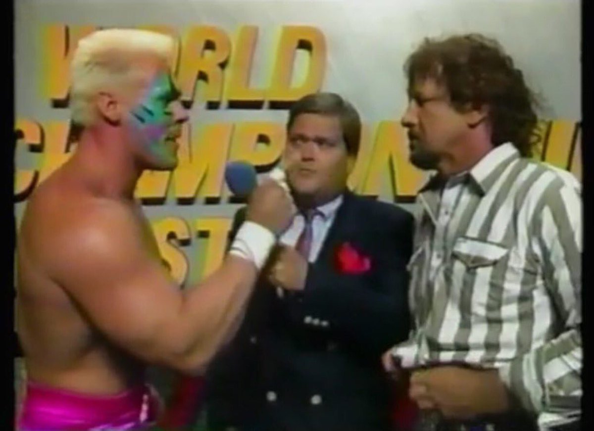 80sWrestling_'s tweet photo. .@JRsBBQ in the middle of a @Sting/Funk showdown! https://t.co/KO8ezphxVn