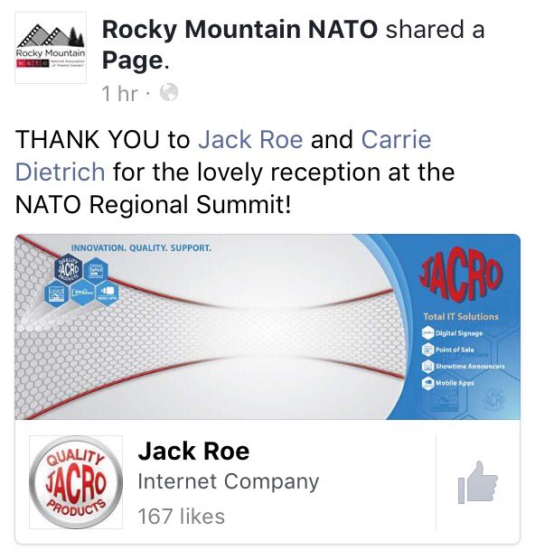 jacroticketing's tweet photo. We loved having you! @rockymtnato #NATOsummit #JACRO #cinema #movies https://t.co/XpKWus8YtI
