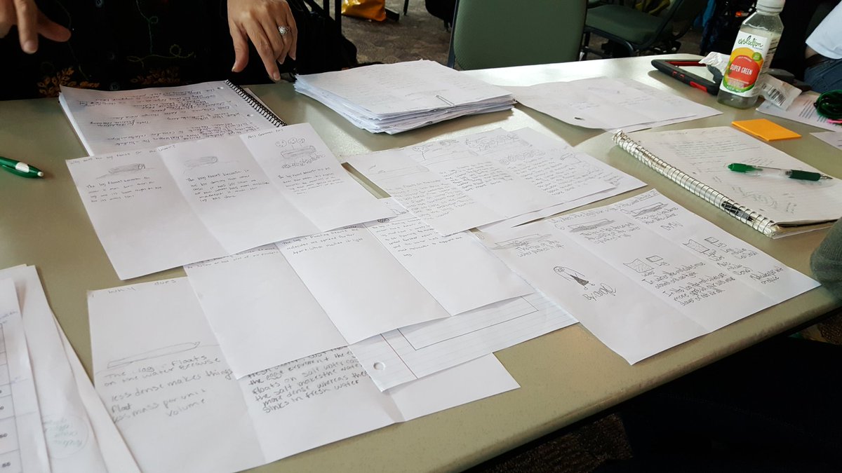 thinksci's tweet photo. #PASTL Reflective Planning day Teachers examine scaffolds & depth of explanations in amazing student work @PSESDSTEM @NWESD189 @bjmacnevin https://t.co/V55VtGbsMO