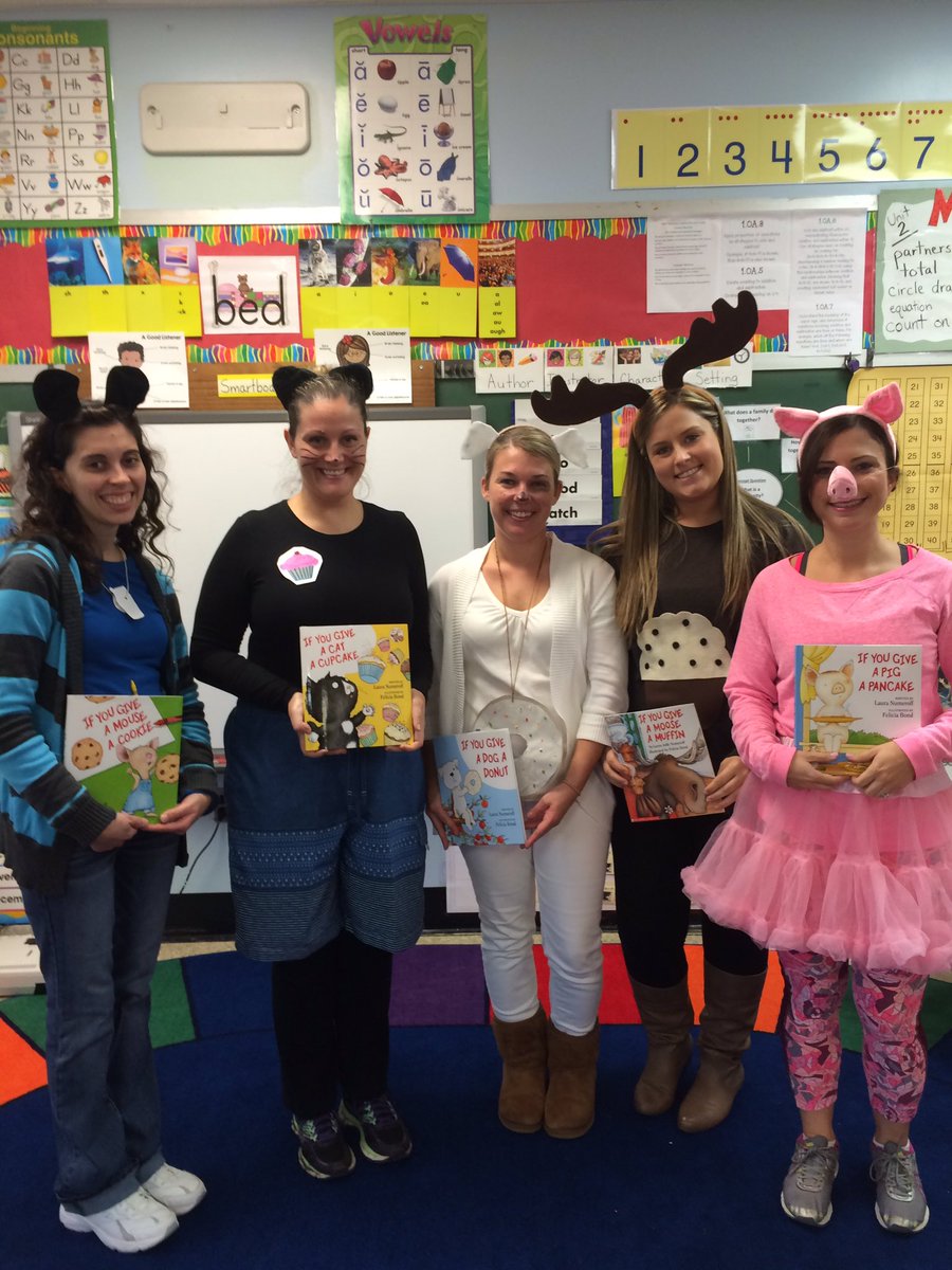 First Grade teachers as Laura Numeroff characters on Character Day!#wearebaltz <a href="/baltzprincipal/">Amy O’Neill</a>