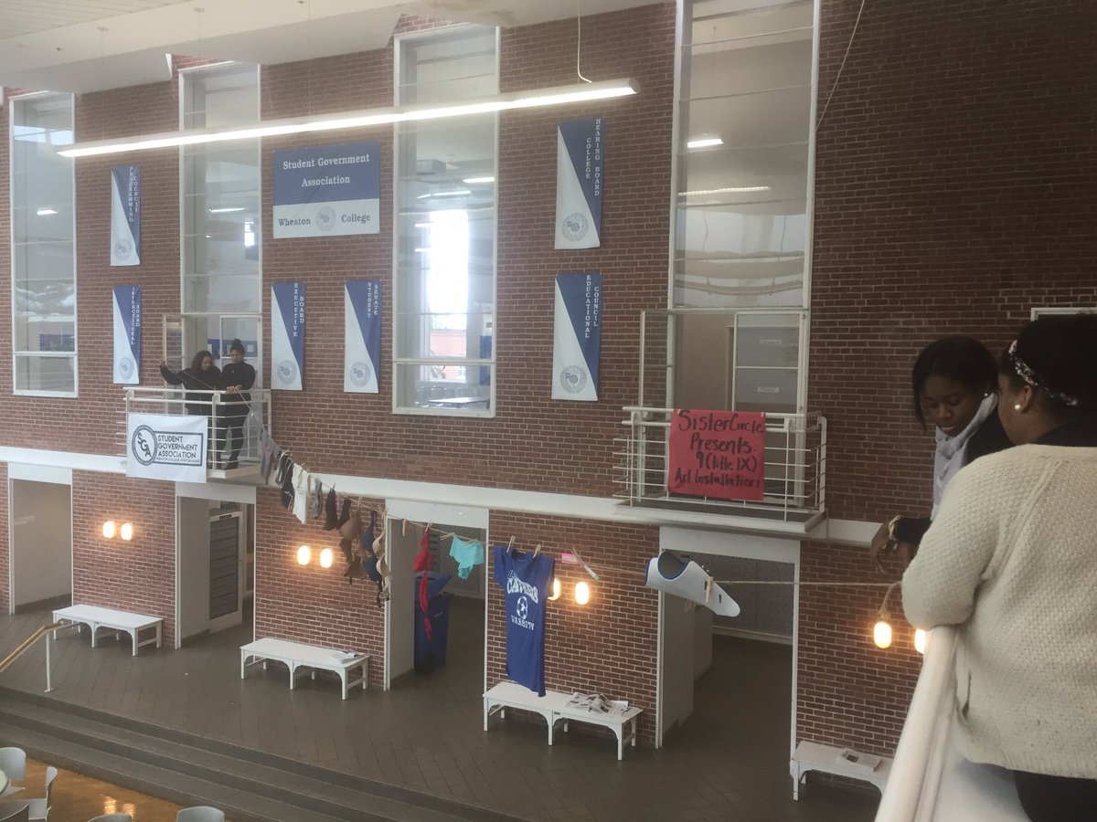 feministwheaton's tweet photo. stop by balfour to check out sister circle's art installation on title ix ! what does title ix mean to you? https://t.co/7HMyvMmczg