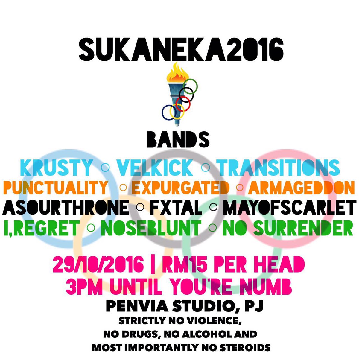#PJ TODAY Oct29 SUKANEKA2016 3pm PenviaStudio ft <a href="/krustyhc/">K R U $ T Y</a> <a href="/velkick/">VLKCK</a> <a href="/transitionsmy/">PSYCHIC_BLOOM.EXE</a> <a href="/PunctualityHC/">PVNTVALITY</a> <a href="/expurgatednoise/">EXPURGATED</a> @armageddon_my ++