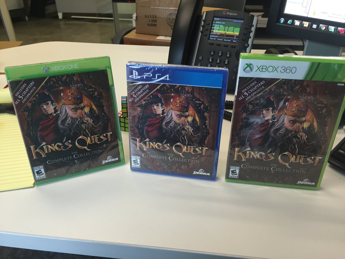 These just arrived at the office today...  King's Quest: The Complete Collection retail versions for Xbox One, PS4, and X360!!  #KingsQuest