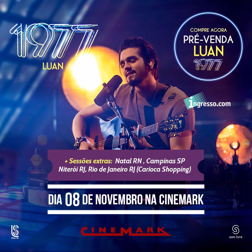 luansantana's tweet photo. 😱 Mais salas esgotaram!! Cinemark liberou novas sessões extras. Compre no site https://t.co/WS3oFIGpdM #Luan1977 https://t.co/KKcznlWSE6