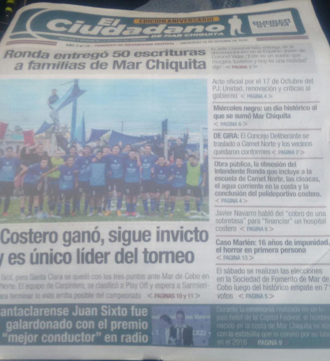 Gracias a <a href="/ElCiudadanoMCh/">El Ciudadano de Mar Chiquita</a> por la tapa y la hermosa nota!!! y además felicitaciones por el aniversario del diario! Premios <a href="/TrendTopicOk/">PremiosTrendTopic</a>