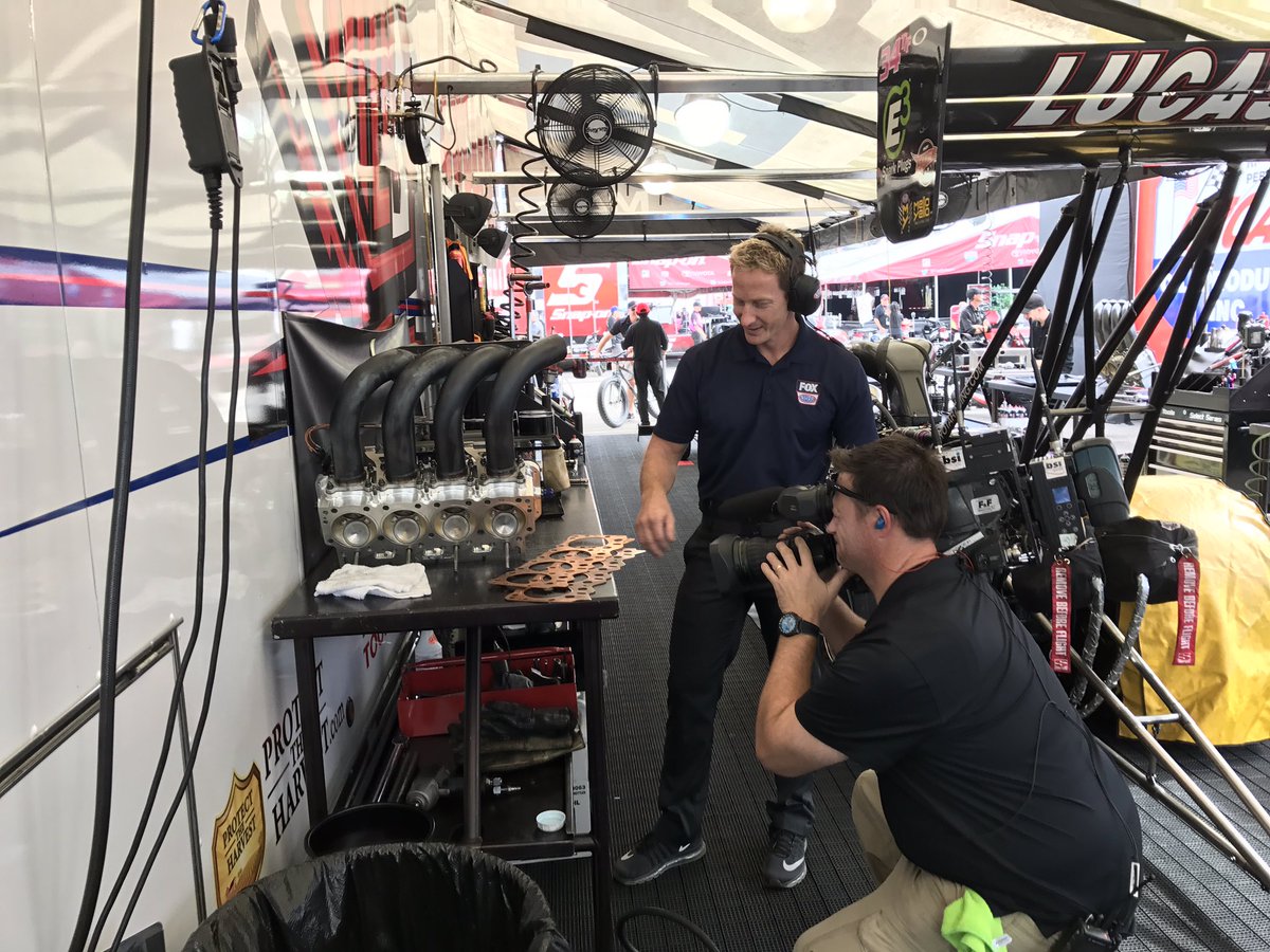 MLRtopfuel's tweet photo. @BrunoMassel claims he is working on a piece for Fox but really he is trying to sneak some Nitro for his race cars #NHRAonFOX https://t.co/RJqMDBvm5w