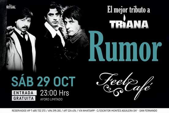 DaexProduccion's tweet photo. Mañana SÁBADO 29, TRIBUTO a uno de los grandes de la musica: TRIANA, en @FeelCafe y con ENTRADA GRATUITA. https://t.co/4ZXdMCZHaO