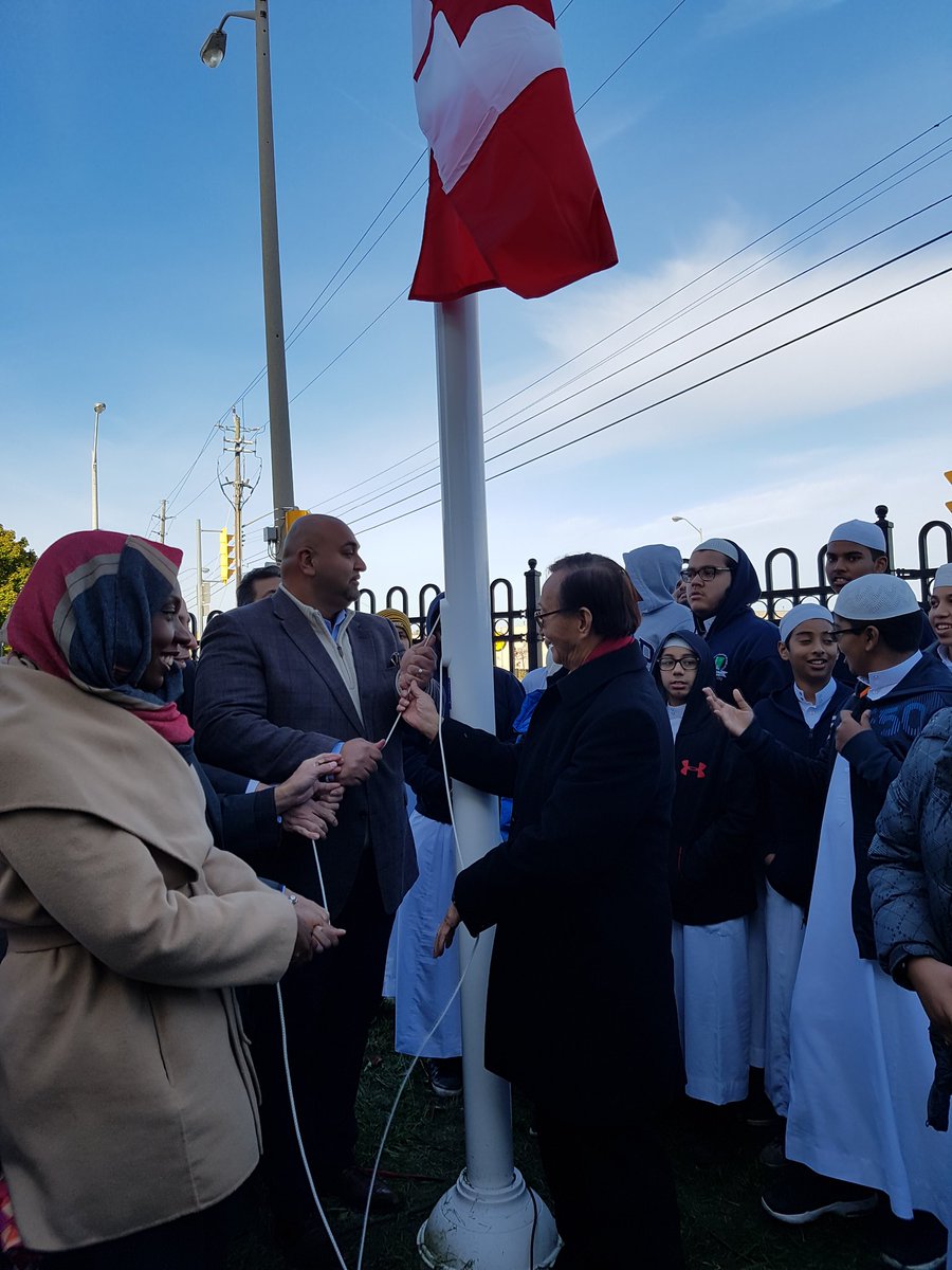 RaymondChoPC's tweet photo. Proud to raise our Canadian Flag at the @iftlive today. Thank you to all the Muslim Canadians for all your contributions to Canada. https://t.co/kJxBz4zNzZ