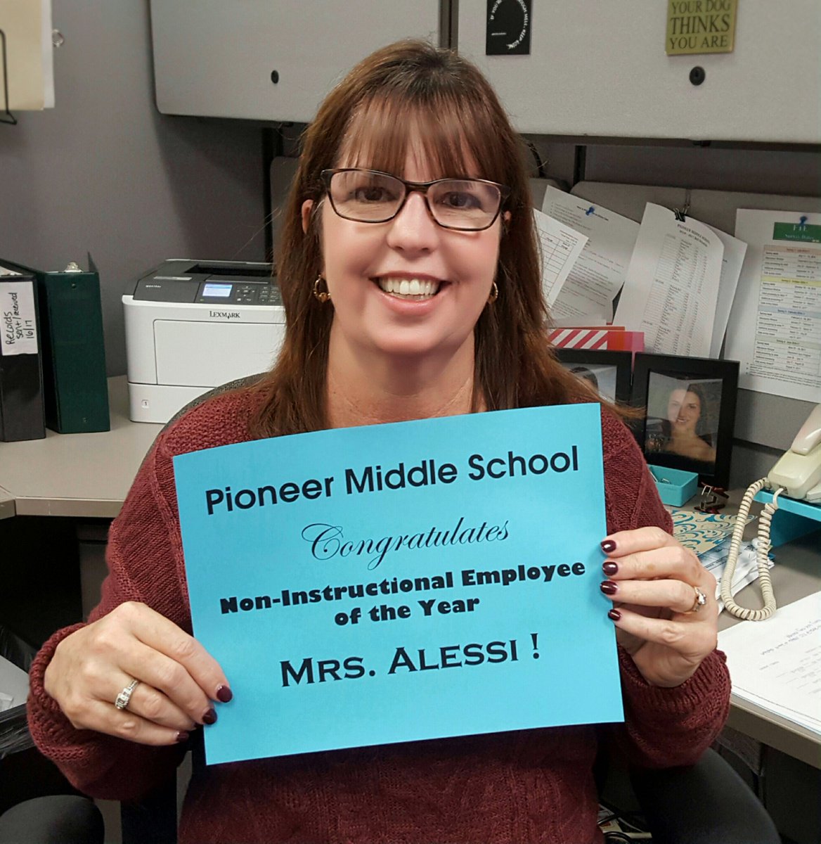 Pioneermiddle's tweet photo. Congratulations to our Teacher of the Year, Mr. Eckert, and our Non-Instructional Employee of the Year, Mrs. Alessi!  #EaglePride https://t.co/4RwhTCYOjl