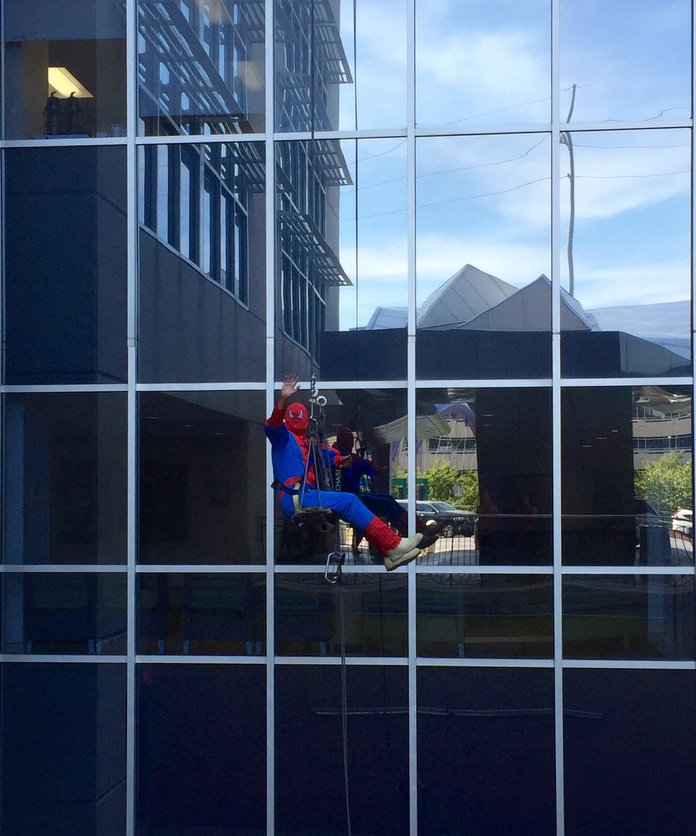 Look who visited our patients! Our patients love when City Wide Building Services window washers dress up as #SpiderMan!