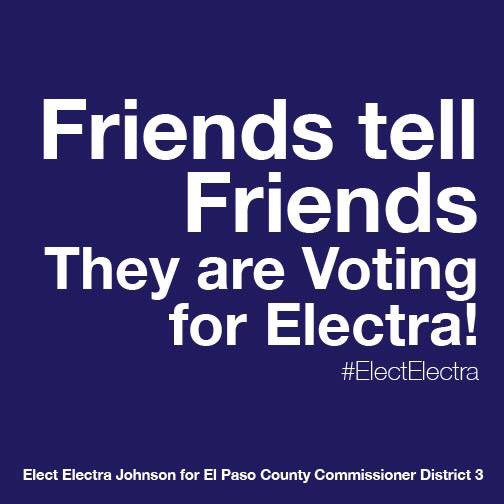 Elect_Electra's tweet photo. Friends tell their friends they're voting for Electra! Let's add a new voice to the County Commissioners. #issuesnotparties #electelectra https://t.co/DOnOtPnD9M