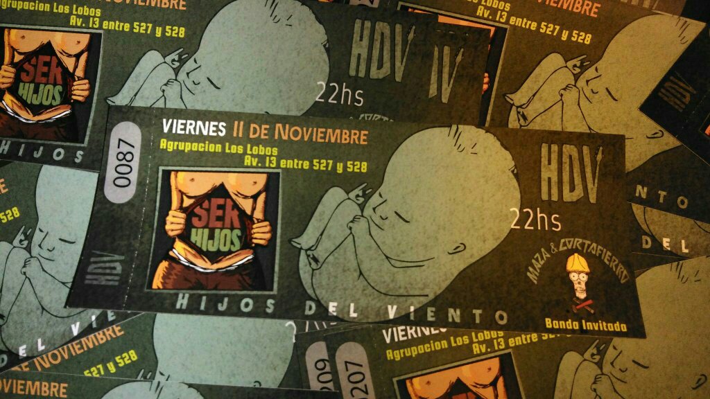Ya están las entradas en los puntos d venta
Jason 6 e/ 48 y 49
Power Tatoo 2 e/ 528 y 529
Pizzería Zeppelin 19 y 58
Pizzas Kacun 21 y 69