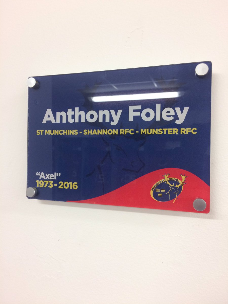 Great to have this fitting tribute from <a href="/UlsterRugby/">Ulster Rugby</a> in our changing room. Close to our hearts #Axel #RugbyFamily