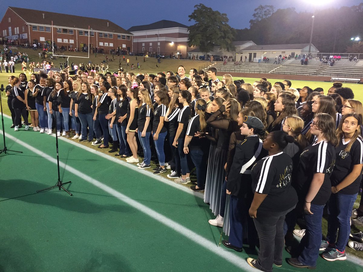 MPHS Chorus preparing to present the National Anthem in pregame at Dan Pitts Stadium. #TalentedMusicians #honoringAmerica