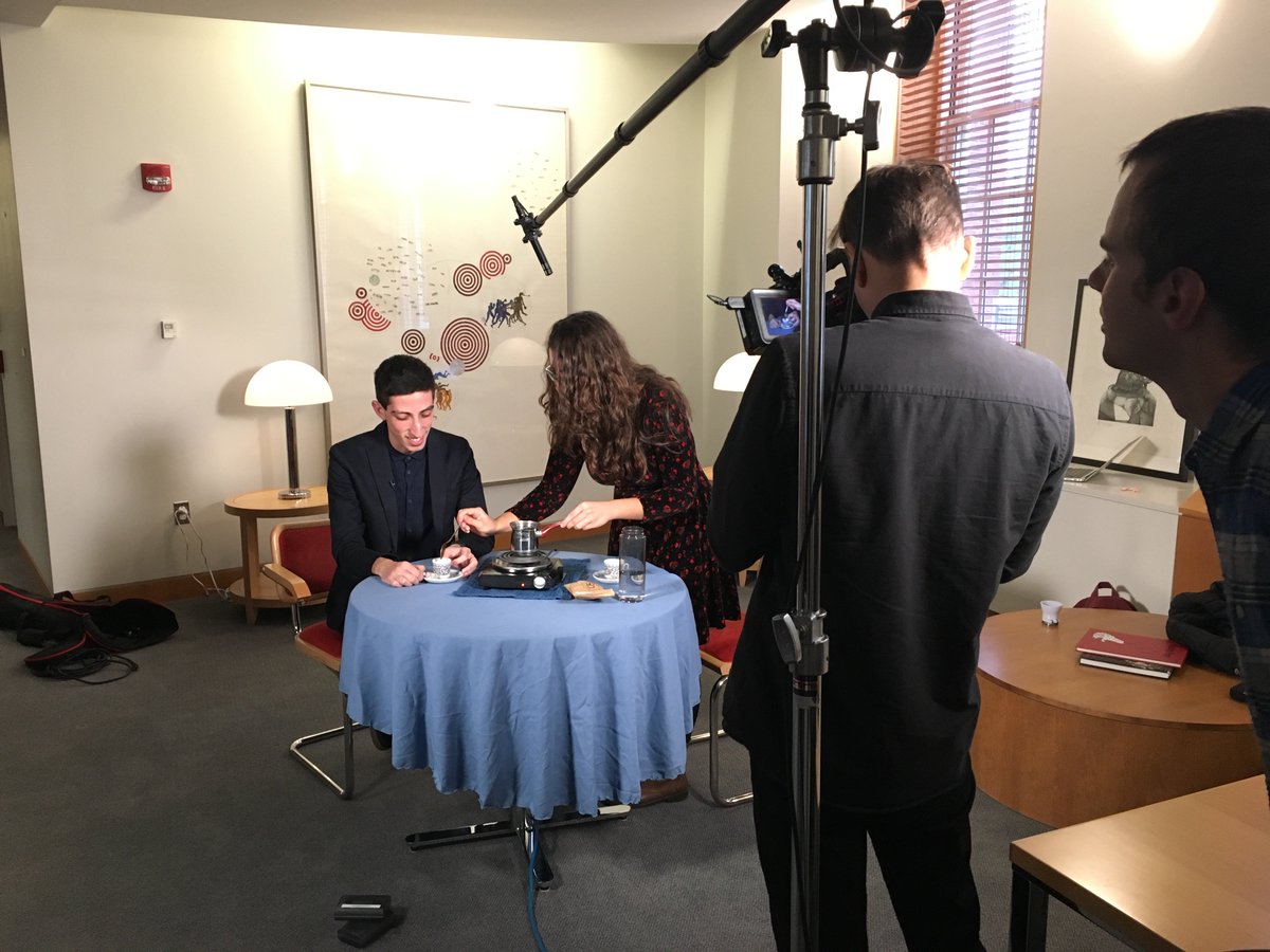 AlyssaAGoodman's tweet photo. Turkish Coffee Cup Divination Ceremony today @RadInstitute for #PredictionX.  My future is bright, according to Cengiz! https://t.co/HNtgssyFBi