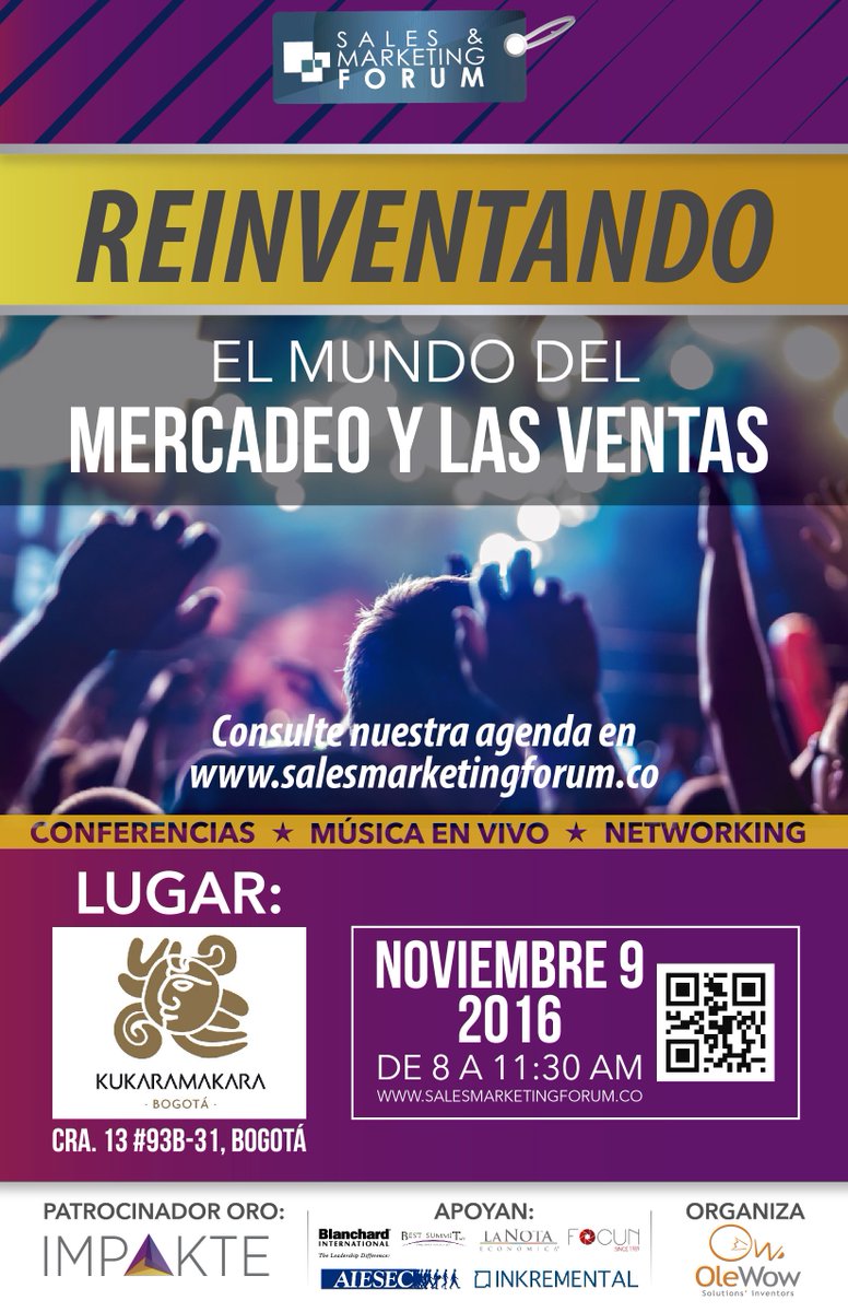 IMPAKTEColombia's tweet photo. Tendencias, datos y resultados en el Sales and Marketing Forum 2016. Asegure su cupo ya. #smf2016 #sharedmarketing https://t.co/GS7wze7Ucz