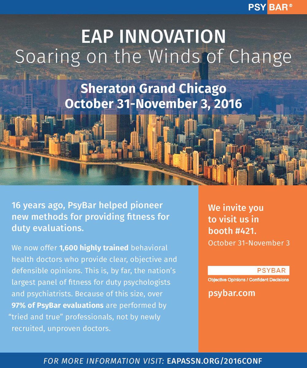 PsyBarLLC's tweet photo. We’re joining thousands of employee assistance professionals @EAPA’s 2016 World #EAP Conference starting 10/31. Will you be there? https://t.co/qeoJ2A5xDF