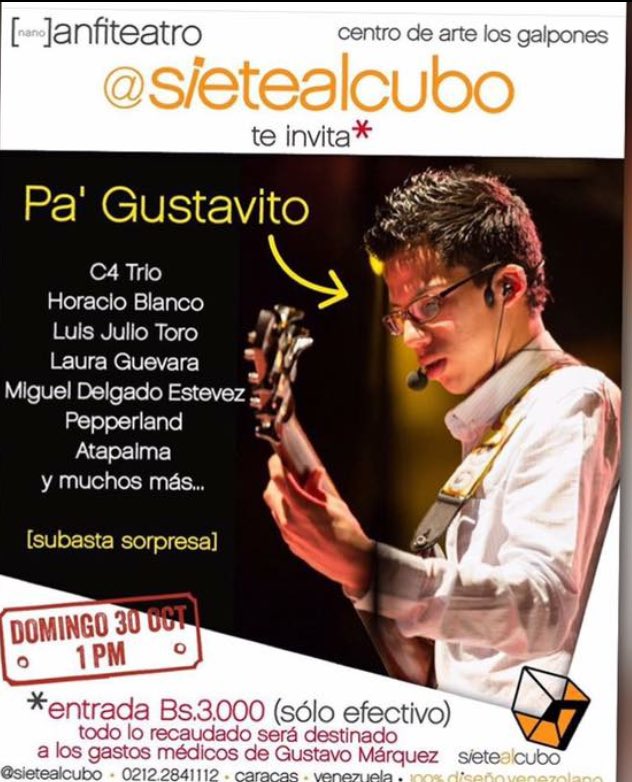 septimabohemia's tweet photo. Apoyemos al músico Gustavo Márquez #UnidosSomoMás https://t.co/rM7ZZEiS54