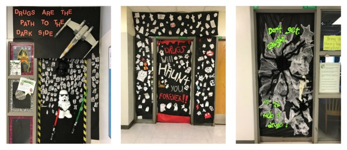 Tmslawton's tweet photo. Congratulations to our Red Ribbon door contest winners~ Dr. Thomas, Ms. Nicholls, and Ms. Williams! https://t.co/4PulXxomWe