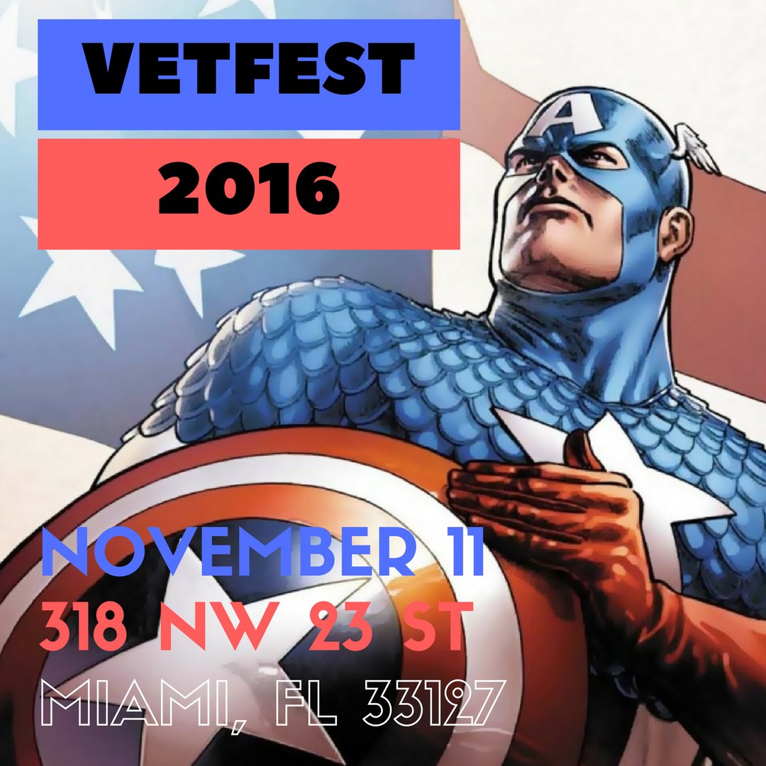 VetFestMiami's tweet photo. Celebrate our nation's veterans this November 11 at VetFest 2016 in Miami!  Entry is free with RSVP at https://t.co/WA3CJaq3hN https://t.co/bP9gekcZe8