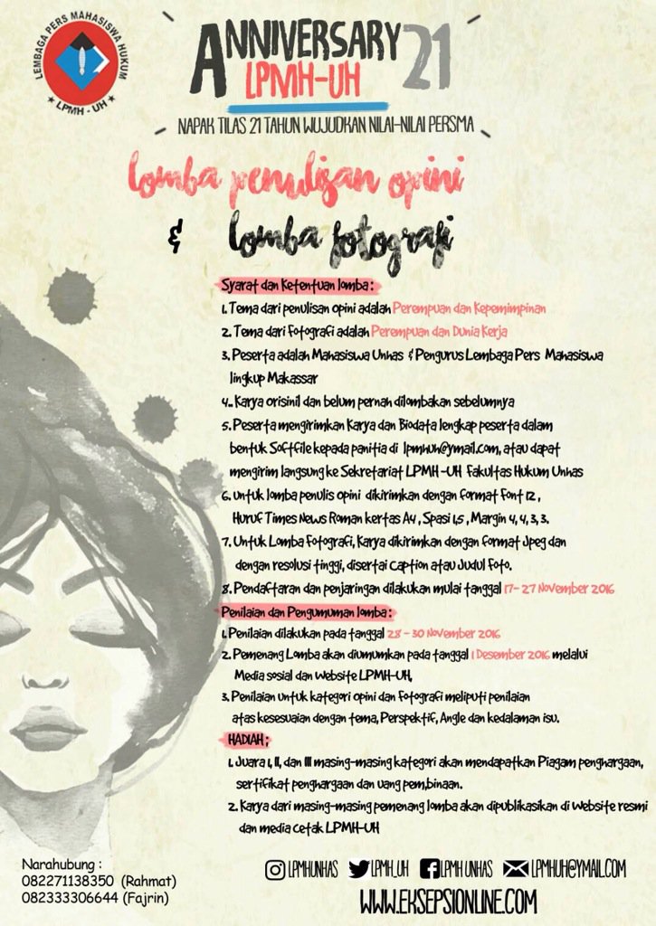 <a href="/Cakrawala_IDE/">cakrawalaide.com</a> <a href="/Psikogenesis/">LPM Psikogenesis</a> <a href="/UKMPKCORONG/">LPM CORONG</a> <a href="/kertasonline/">Kertas Online</a> @UKMPERS <a href="/medkom_unhas/">LPM Media Ekonomi FEB-UH</a> <a href="/LPM_Sinovia/">LPM Sinovia FK Unhas</a> <a href="/identitasonline/">identitas unhas</a>