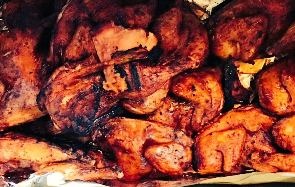 Today's lunch service...123 half chickens bribed &amp; smoked <a href="/LisaMDWatts/">Dr. Lisa M. Watts</a> @Ponderosabbq <a href="/DivaQBBQ/">Danielle - Diva Q®</a> <a href="/GrillinFool/">Scott Thomas</a>