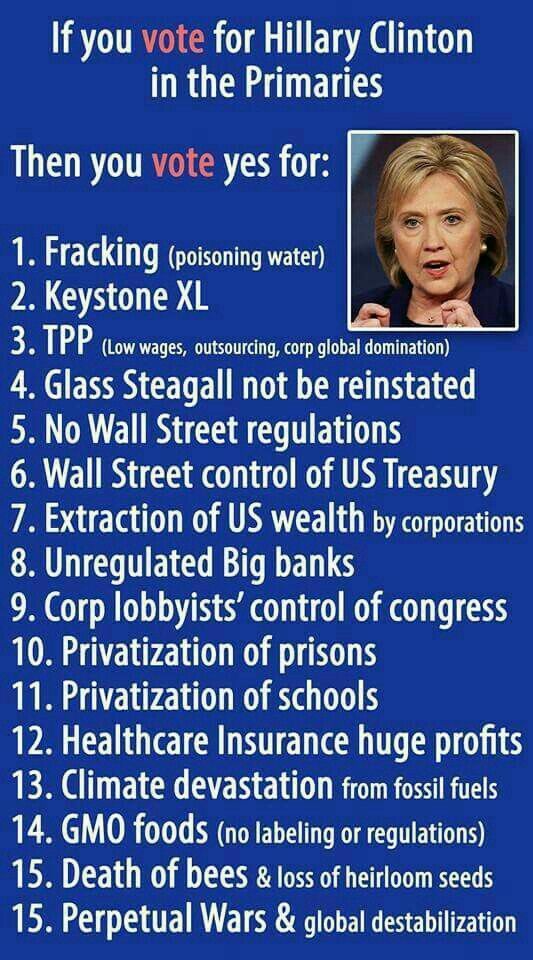 i_AM_theChange's tweet photo. If you
1. Support Corruption
2. Are ok with WAR
3. Love #Fracking
4. Support #Monsanto
5. Clap at #VoterSuppresion
YES, #HILLARY's FOR YOU https://t.co/vpxr1zhPK7