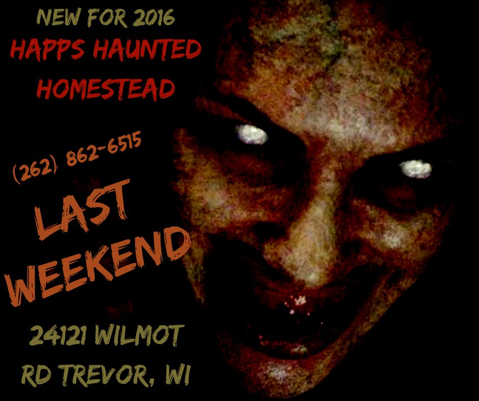 HappsHaunt's tweet photo. Happs Haunted Homestead - LAST WEEKEND!
Fri -Sat 7PM to 12PM / Sun. 7PM to 10PM
#HauntedHouse #HappsHauntedHomeste https://t.co/ZMfC7eO7RA