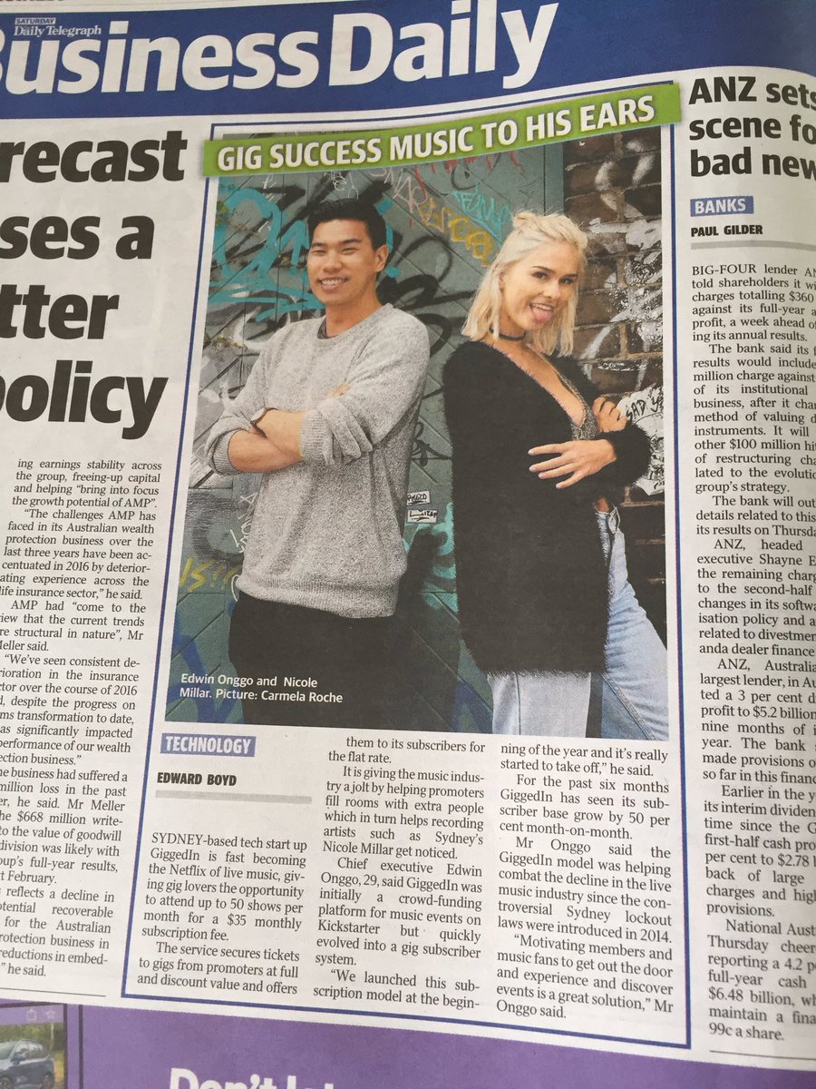 Thanks for the Saturday feature <a href="/dailytelegraph/">The Daily Telegraph</a>!! Cc <a href="/giggedin/">GiggedIn</a>