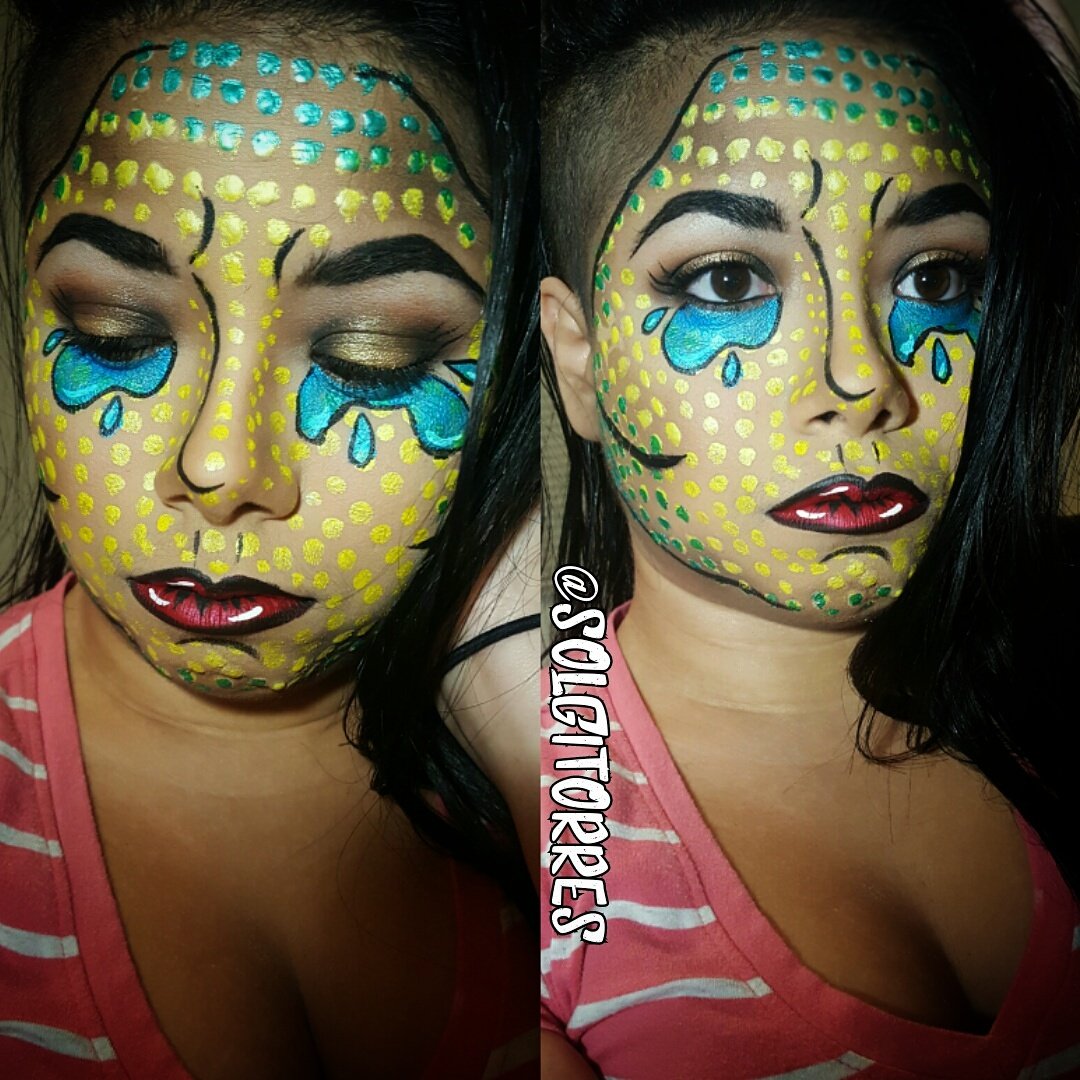 Follow @solgisbeauty on #instagram #glam #beauty #bookme #orlandomua #USVI #MUA #glittery #paint  #HalloweenMakeup #popart #Halloween