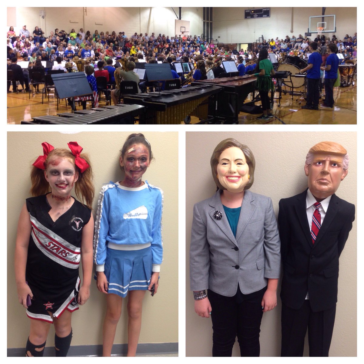 lashombewms's tweet photo. A band concert isn't complete without zombie cheerleaders and presidential candidates. #emsproud #waysidepride https://t.co/gAtTk6ndav