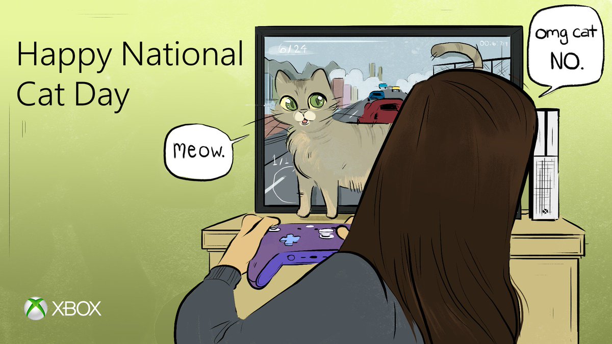 XBOX's tweet photo. Fact: Cats know when you're playing multiplayer. #NationalCatDay #CatFacts 🐱 https://t.co/xvJxuQ1OI3