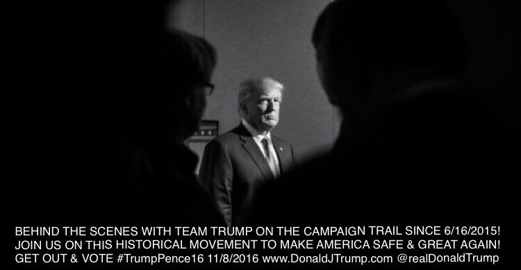 DanScavino's tweet image. For the #TrumpTrain🚂💨🇺🇸🇺🇸
Now thru Election Day-I will be sharing never seen before pics from behind the scenes of @TeamTrump since 6/16/15!