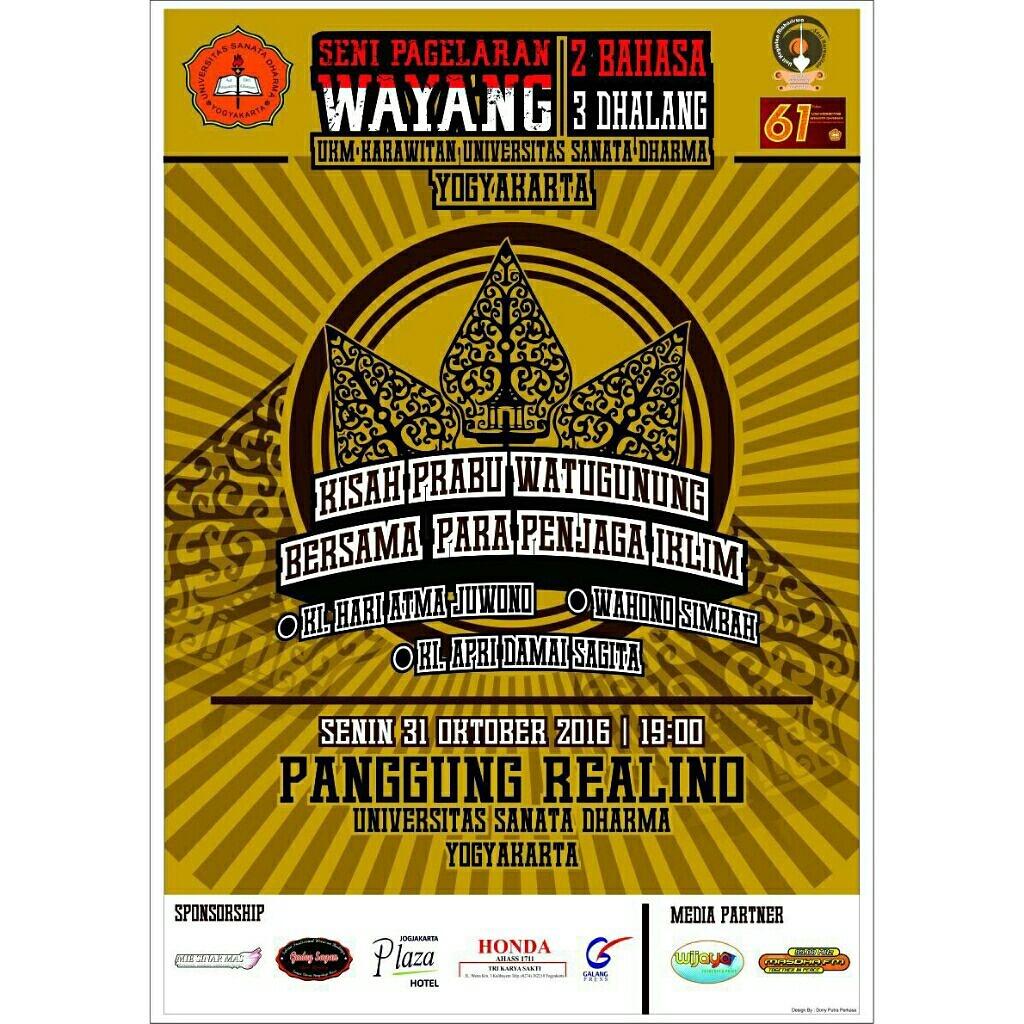 Senin, 31/10/16 di panggung realino kampus II Mrican USD. Ayo datang dan saksikan! FREE entry and snack loh guys!