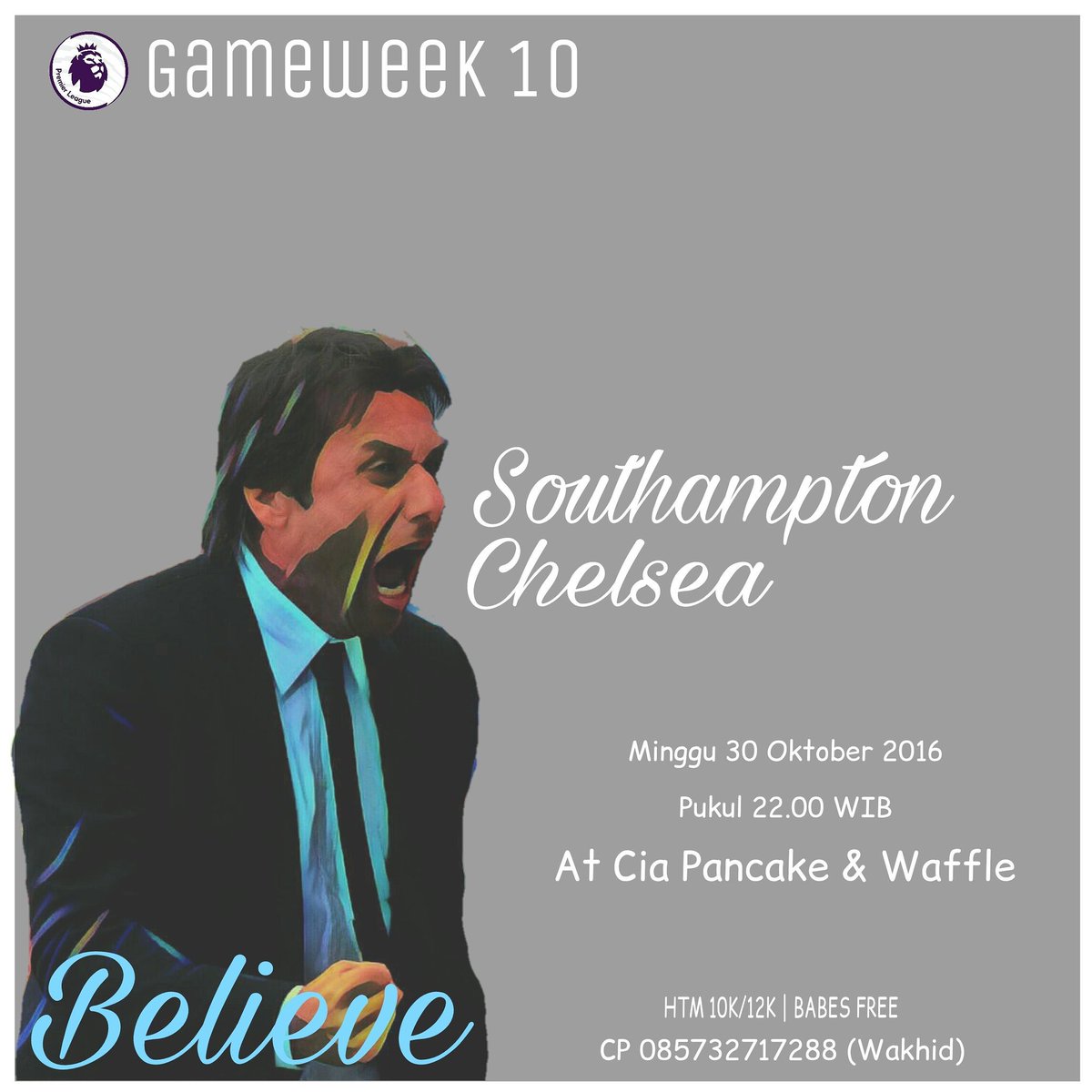 CISCsidoarjo_'s tweet photo. NOCHEL

SOTON v CHELSEA FC 
Minggu 30/10/2016
Pukul 22.00 WIB
At Cia Pancake &amp; Waffle
HTM 10/12K (BABES FREE)
CP 085732717288
@infosda https://t.co/nm79w0UALl
