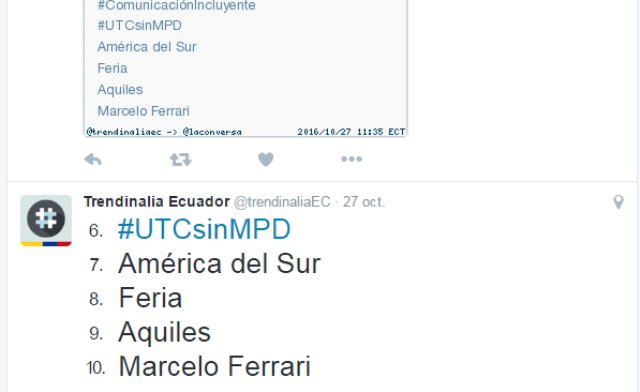 CotopaxiNoticia's tweet photo. (I) #UTCsinMPD fue tendencia en Twitter la mañana del jueves https://t.co/3kepTjKdYE @utc3 #Cotopaxi #Latacunga https://t.co/ICgvmH8uwU