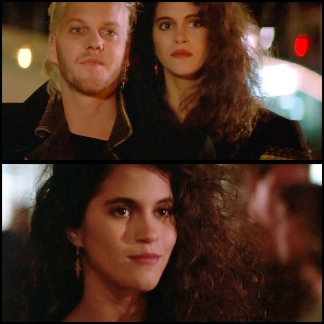 Emma_LGH's tweet image. Happy Birthday to Jami Gertz (Oct 28, 1965), pictured here as Star in ‘The Lost Boys’ (1987). Also pictured is Kiefer Sutherland as David.