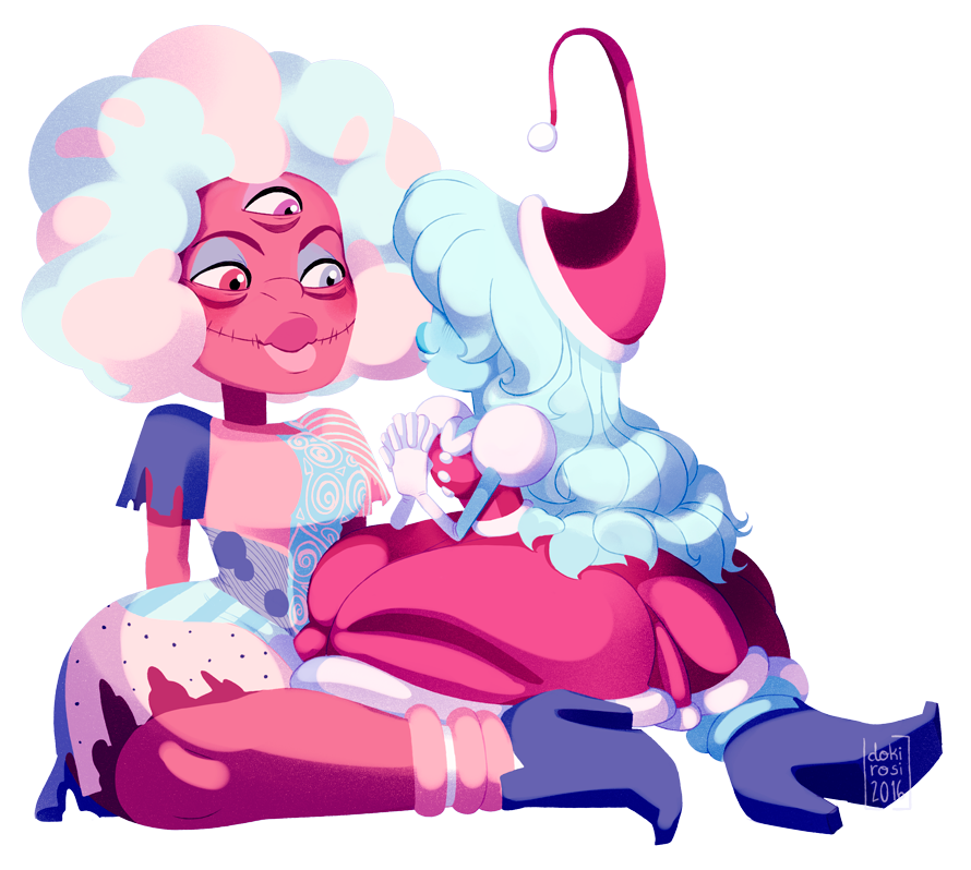 dokirosi's tweet image. still not over that nightmare before christmas crossover #garnet #ruby #sapphire #stevenuniverse #sufanart