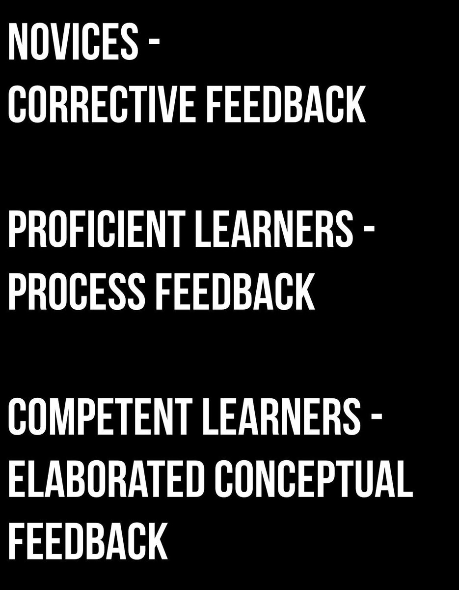markliddell's tweet photo. What type of feedback is most suitable for learners? What types of feedback are available? 
Hattie, 2014 https://t.co/PLYSvhM3hf