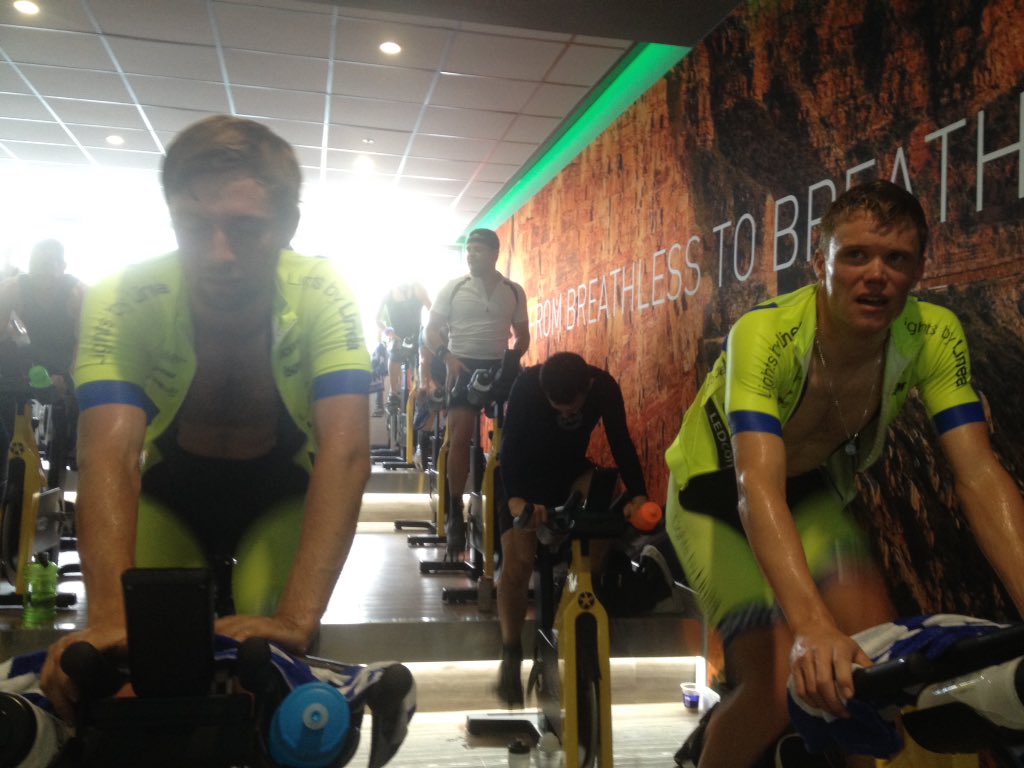 The boys from <a href="/LightsByLinea/">Lights By Linea</a> pedalling for #movember! @GoHealthClubSA