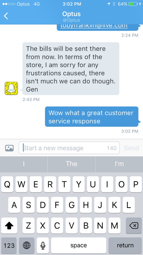 Amazing customer service from @Optus when I express that I have been trying to contact their Bondi store all day.