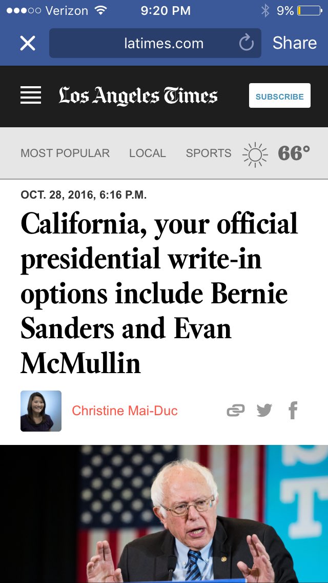 hangcat2's tweet photo. Yes!! #WriteInBernieCA https://t.co/NqwAhoD0yo