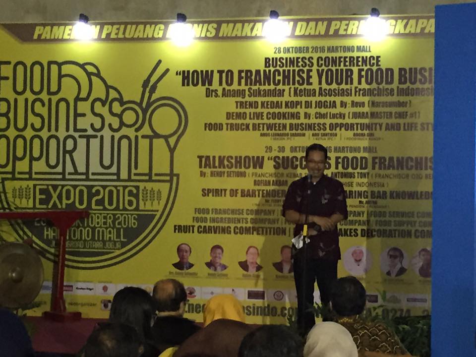 Sambutan Ketua Bidang Pemasaran Dinas Pariwisata DIY, Bpk. Drs Imam Pratanadi, MT, pada event Yogyakarta Food Business Opportunity Expo 2016